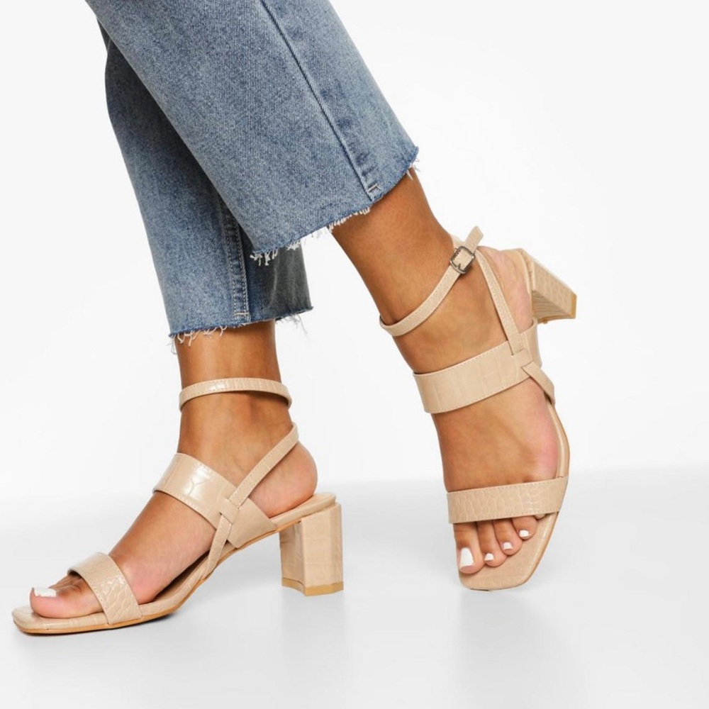 Pinkish nude block heel sandals NEVER WORN